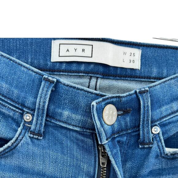 Ayr Skinny Jeans Distressed Denim Stretch Medium Wash Blue Size 25 x 30 - Picture 4 of 14